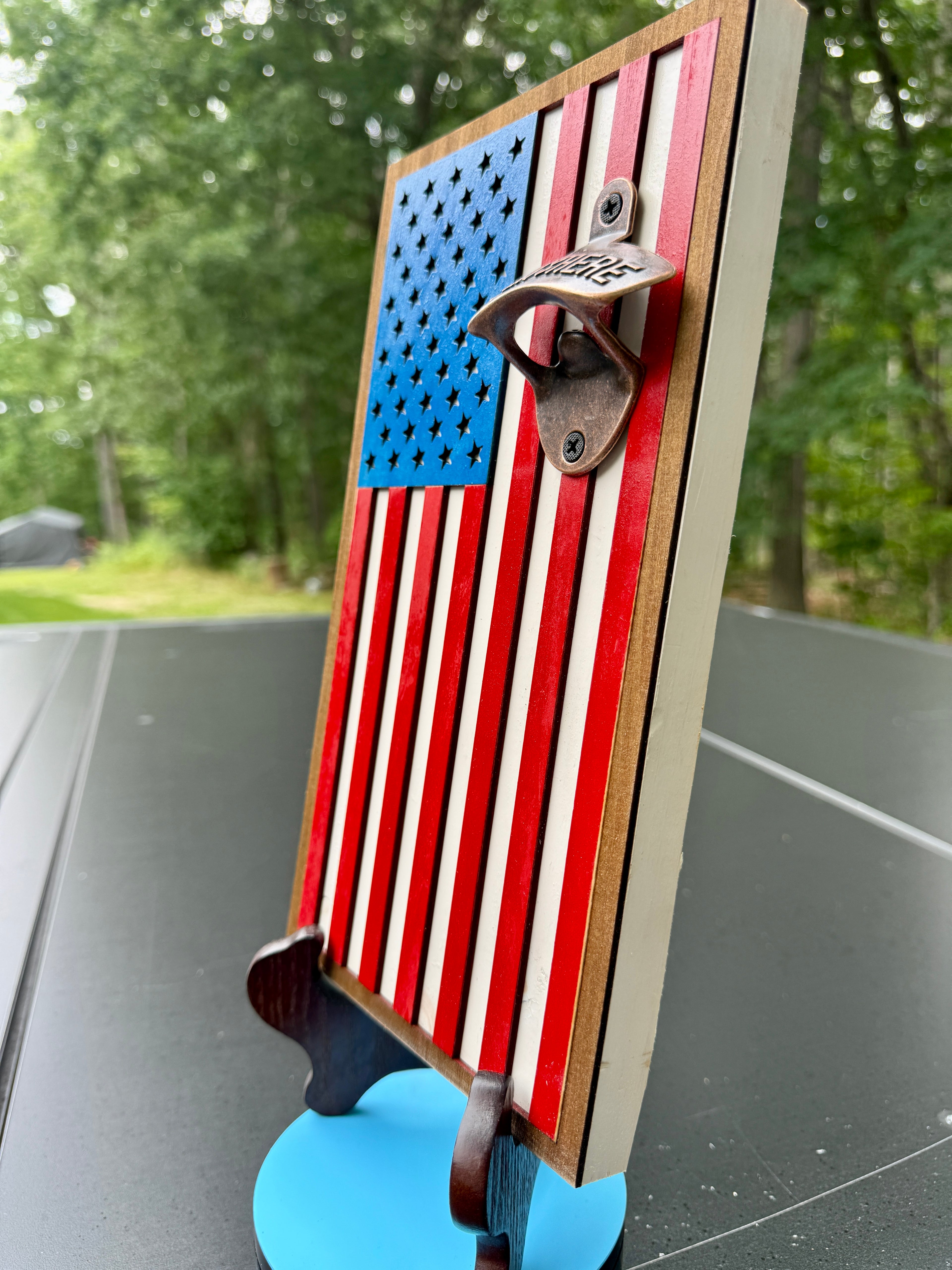 Handmade American Flag Magnetic Bottle Opener
