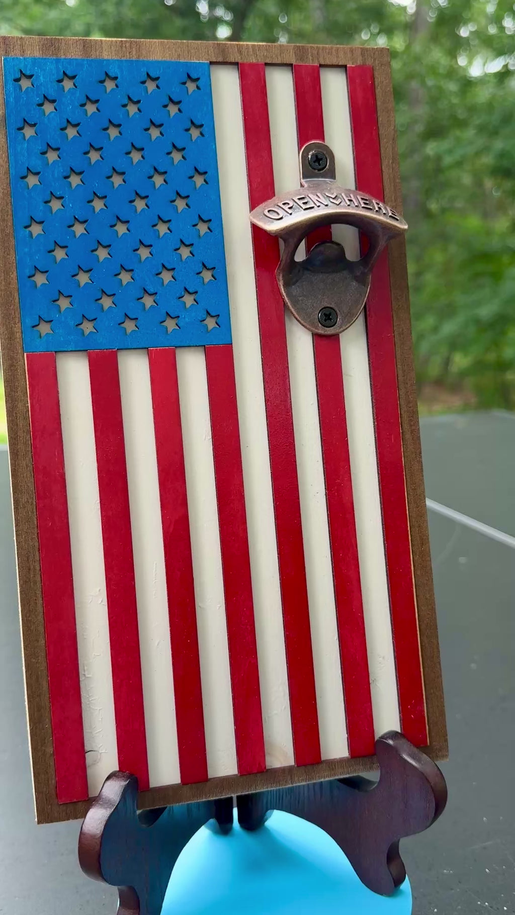 Handmade American Flag Magnetic Bottle Opener